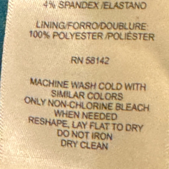 NWT Maggy London Tie Neck Puff Sleeve Scuba Crepe Dress in Teal. Size 6 - Picture 6 of 7